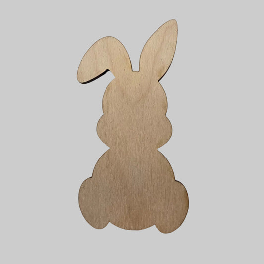 Wooden cute bunny cutout on a white background