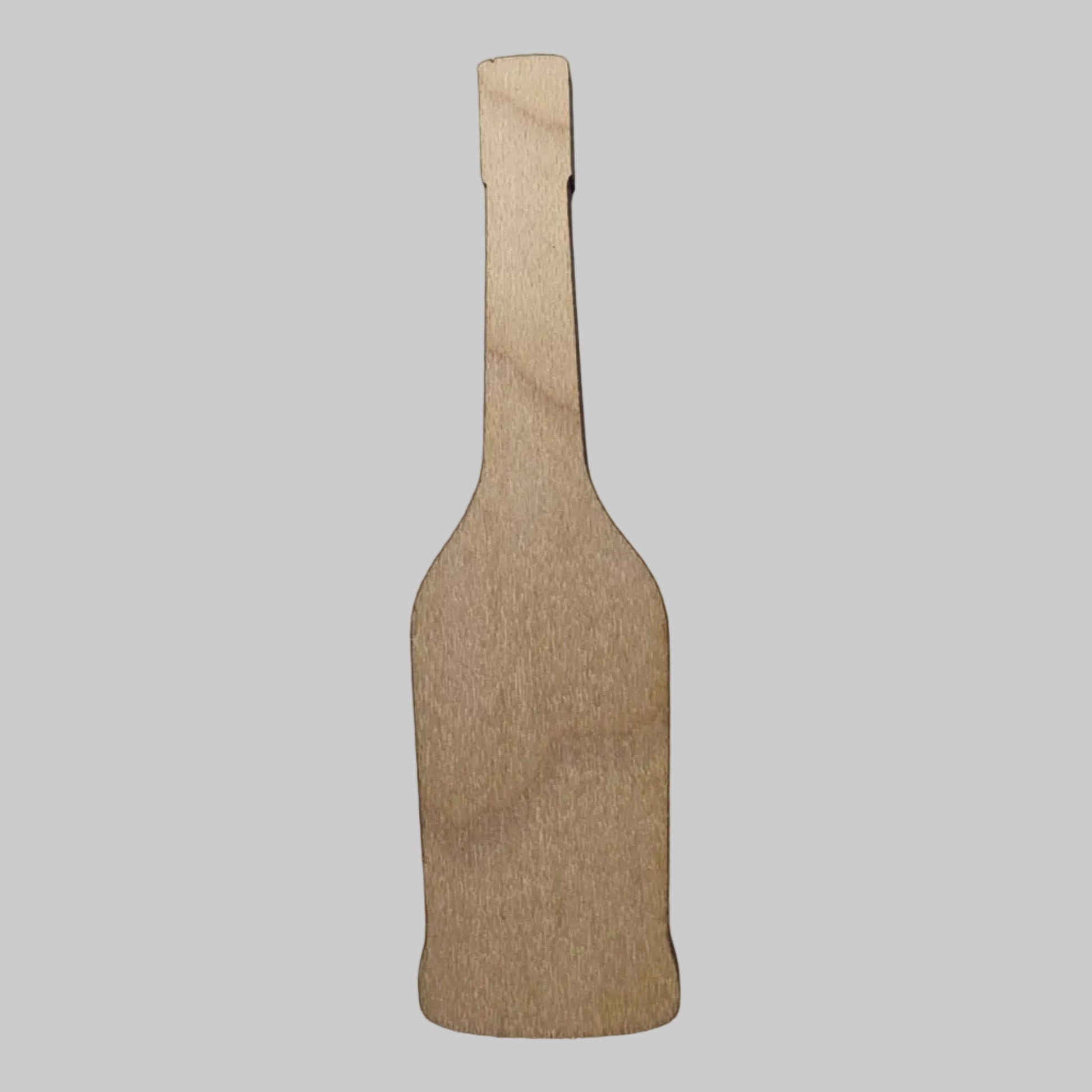 Wooden wine bottle cutout on a white background