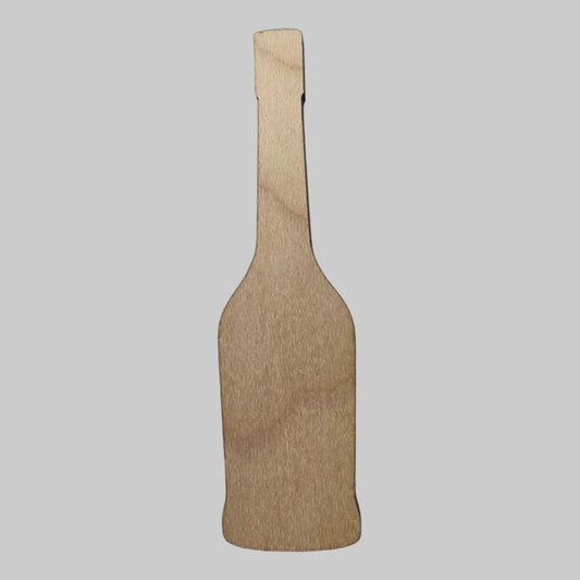 Wooden wine bottle cutout on a white background