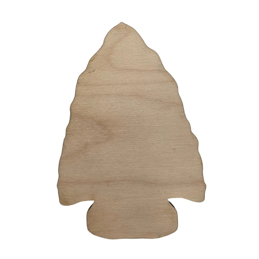 Wooden arrowhead-shaped object on a white background