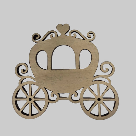 Decorative wooden Princess Carriage with intricate cut-out design on a white background