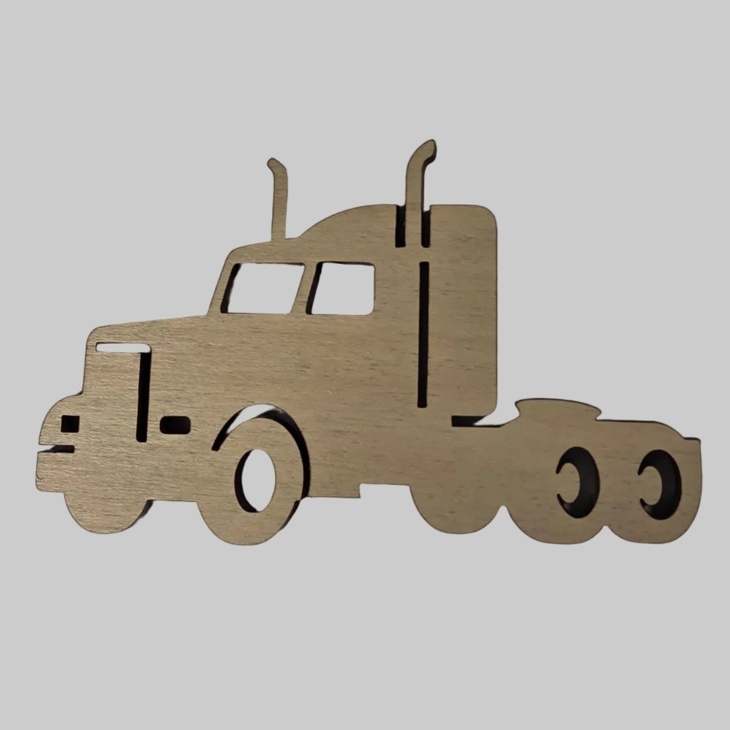 Wooden big rig shape on a white background