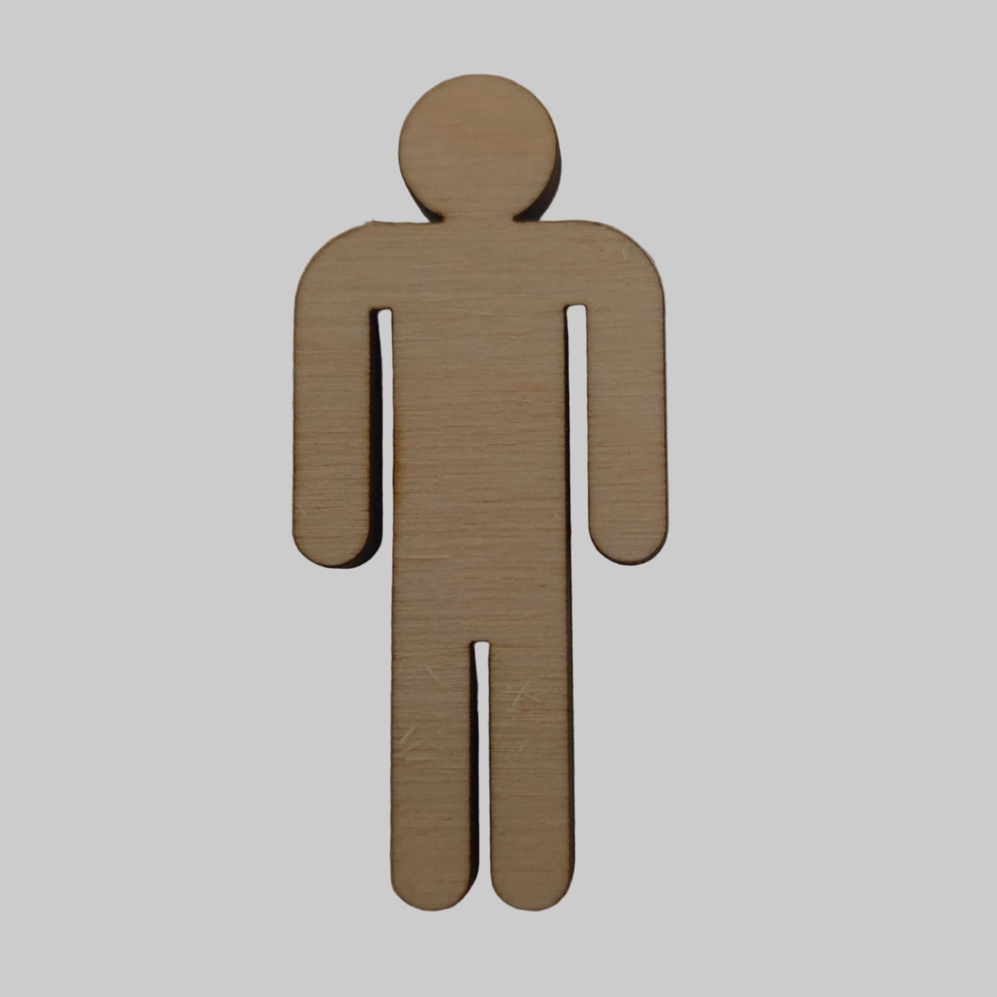 Wooden symbol of a person on a plain background
