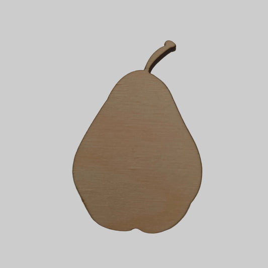 Wooden pear-shaped object on a beige background
