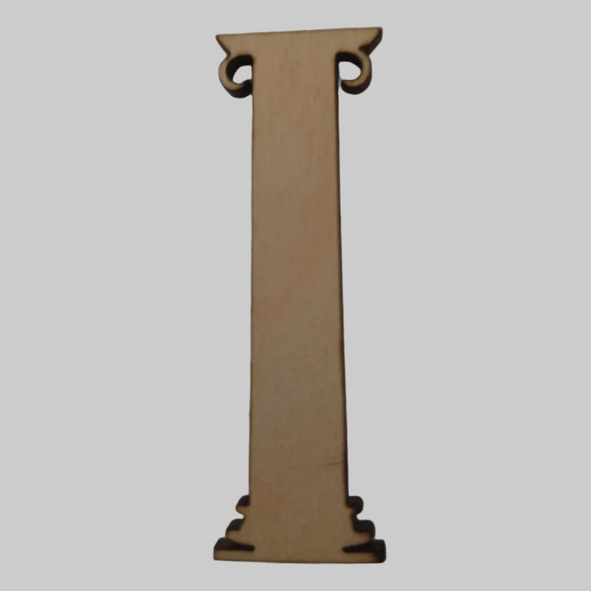 Wooden greek column shape on a light gray background