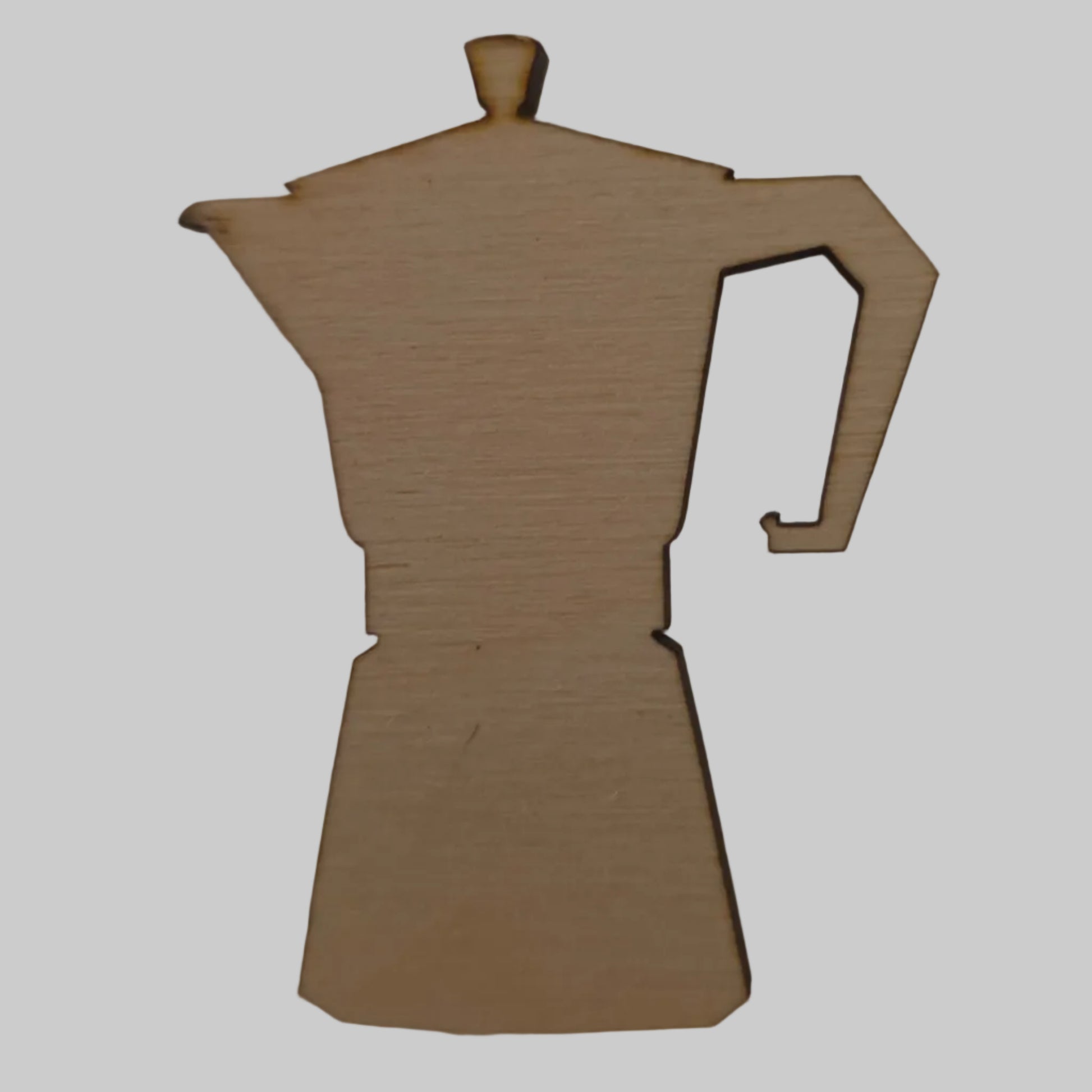 Wooden coffee maker cutout on a beige background