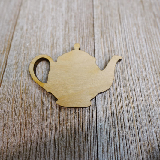 Tea Pot Shape Wood Craft Cutout, Wood Craft Supply, Unfinished Wood Blank, Laser Cut Shapes, DIY Embellishment, Ships Fast