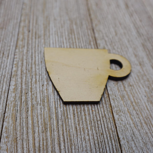 Coffee Mug Shape Wood Craft Cutout, Wood Craft Supply, Unfinished Wood Blank, Laser Cut Shapes, DIY Embellishment, Ships Fast